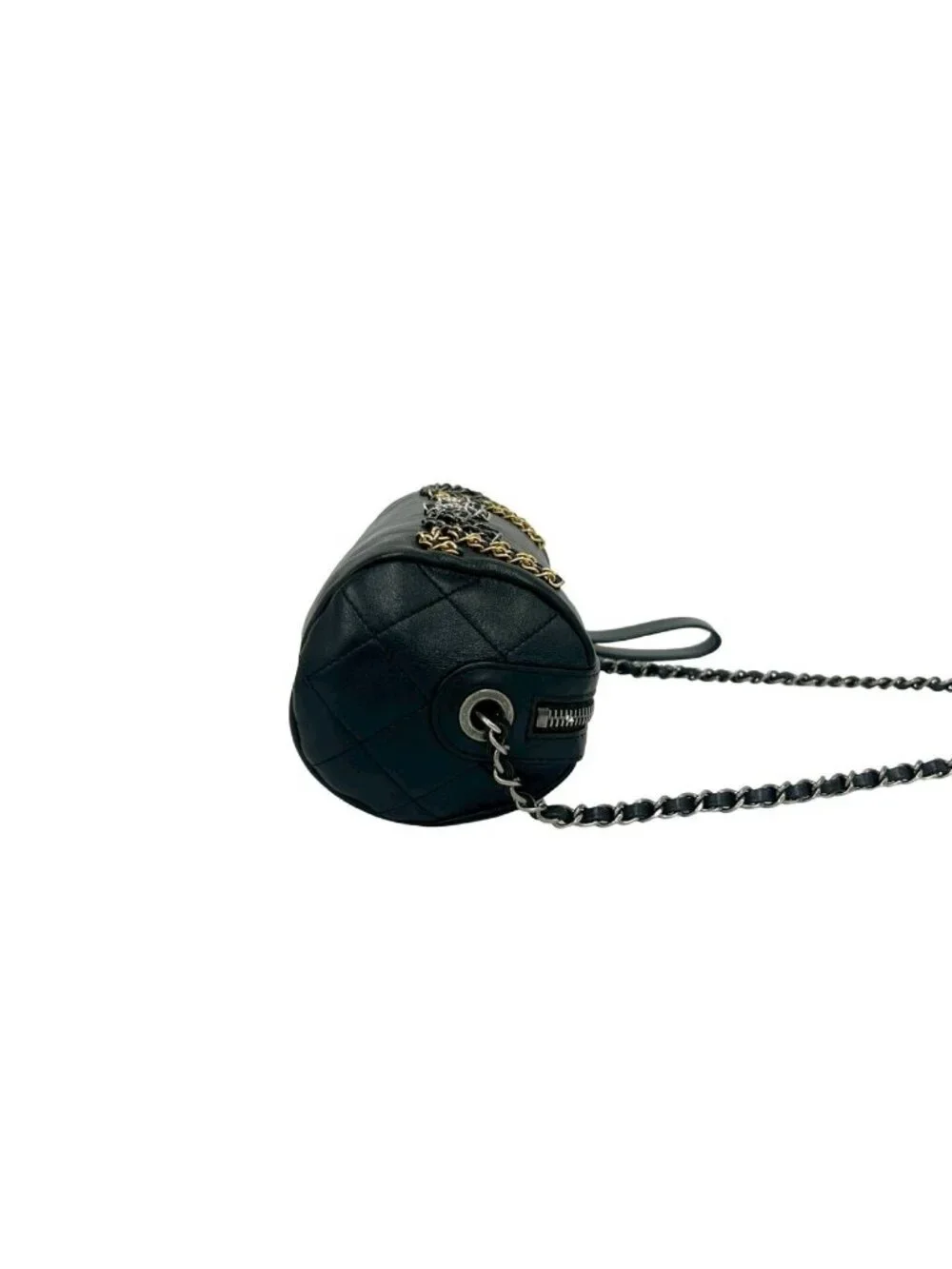 Chanel With Card Quilted Logo Chain Lambskin Leather Shoulder Bag Black